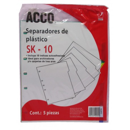 SEPARADORES DE PLASTICO TAMAÑO CARTA PARA CARPETA